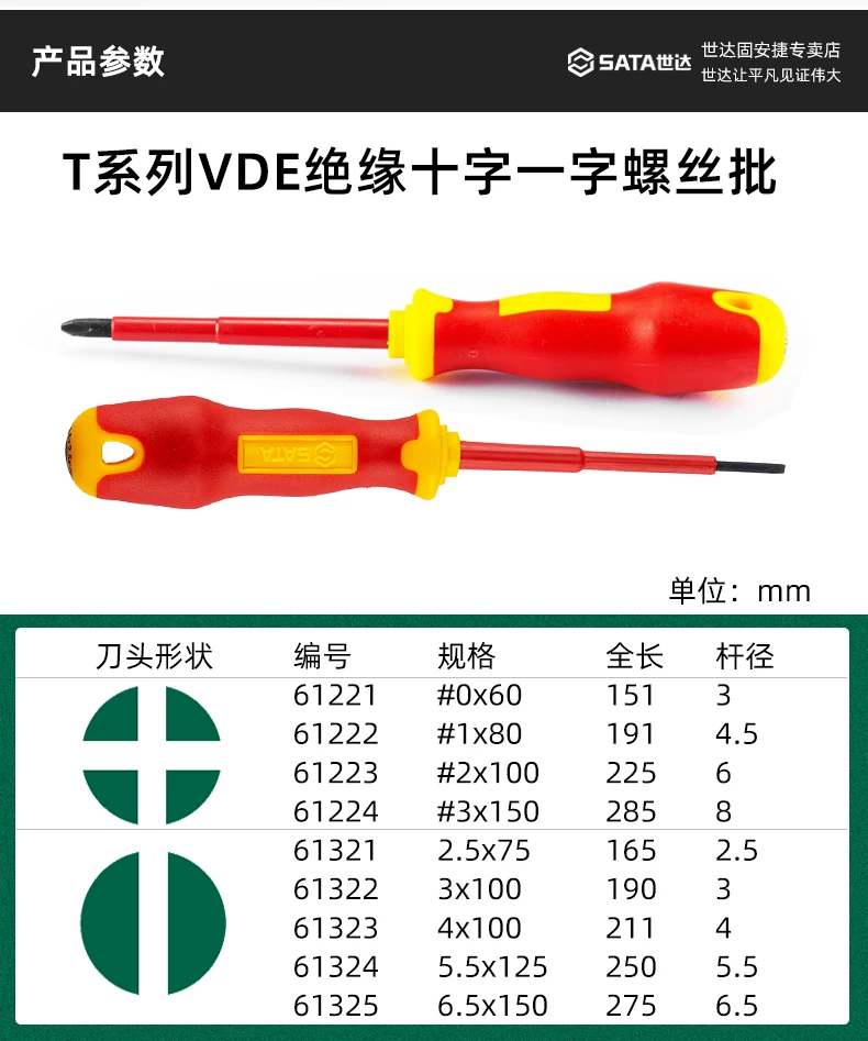 世达T系列绝缘螺丝刀十字一字电工专用1000v绝缘螺丝刀套装工具